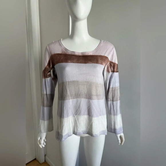 MA+CH Marika Charles Striped Lightweight Sweater Shirt Size 2 Medium - Picture 1 of 8